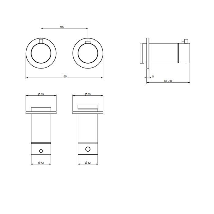 Gessi Ingranaggio Встраиваемый термостат для душа, с 2мя независимыми выходами, (внешние части), цвет Finox Brushed Nickel