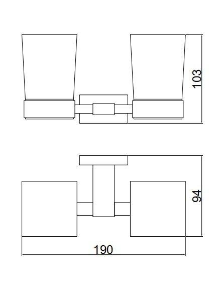 Стакан для ванной комнаты двойной BELZ B90308, черный, артикул B90308