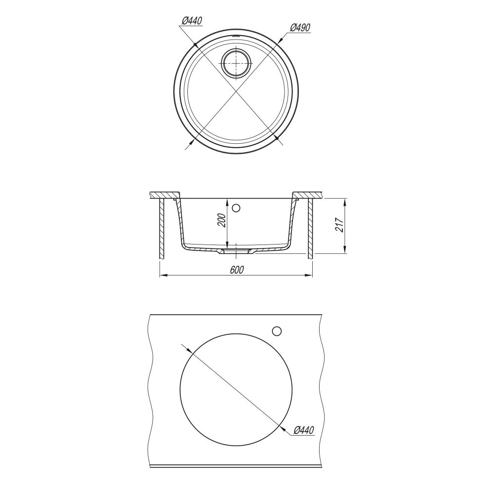 Кухонная мойка Florentina ВЕГА 22.425.D0440.302, антрацит, артикул 22.425.D0440.302