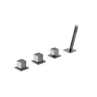 Fantini Mint Смеситель на борт ванны, на 2 источника, 4 отв., с ручн душем, без излива, цвет: нержавеющая сталь