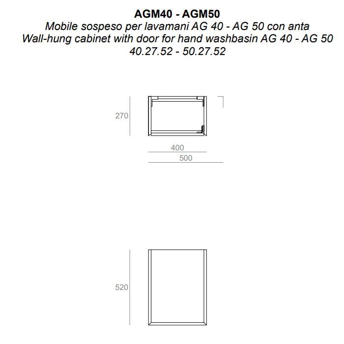 SIMAS AGILE  Тумба подвесная 50x27xh51 см, для раковины AG50, 1 дверца,  цвет BIANCO MATT/ BARRIQUE SIMAS AGILE  Тумба подвесная 50x27xh51 см, для раковины AG50, 1 дверца,  цвет BIANCO MATT/ BARRIQUE