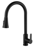 Смеситель для кухни с выдвижным изливом WONZON & WOGHAND, Черный матовый (WW-121E201L-MB)