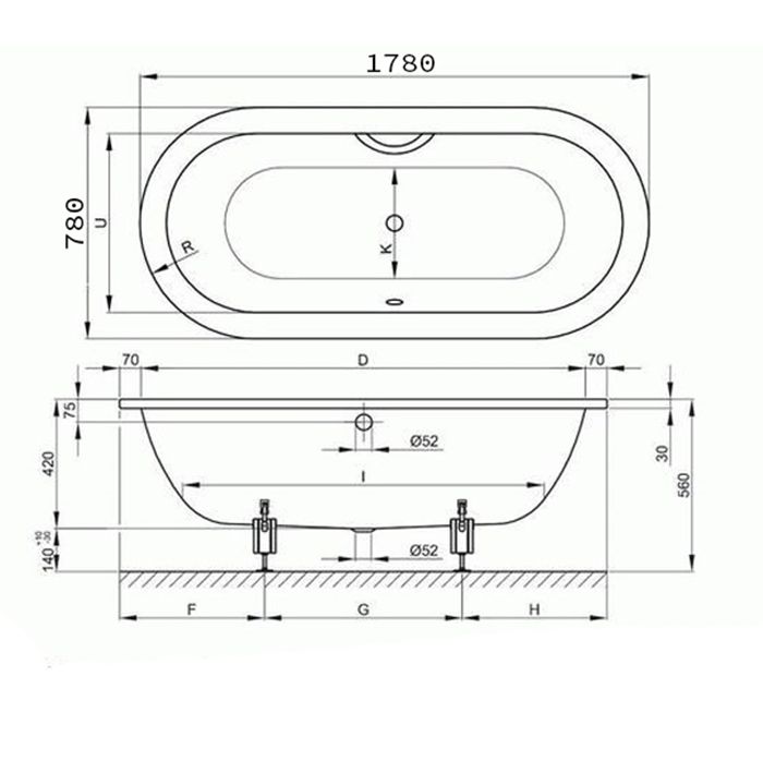 Опора для ванны, Bette, универсальная, комплект-2 штуки, артикул B23-1500