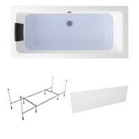 Комплект 4 в 1 Lavinia Boho Pure S2-3710075P, акриловая ванна 170x75 см, усиленный металлический каркас с монтажным набором, мягкий силиконовый подголовник, лицевой экран