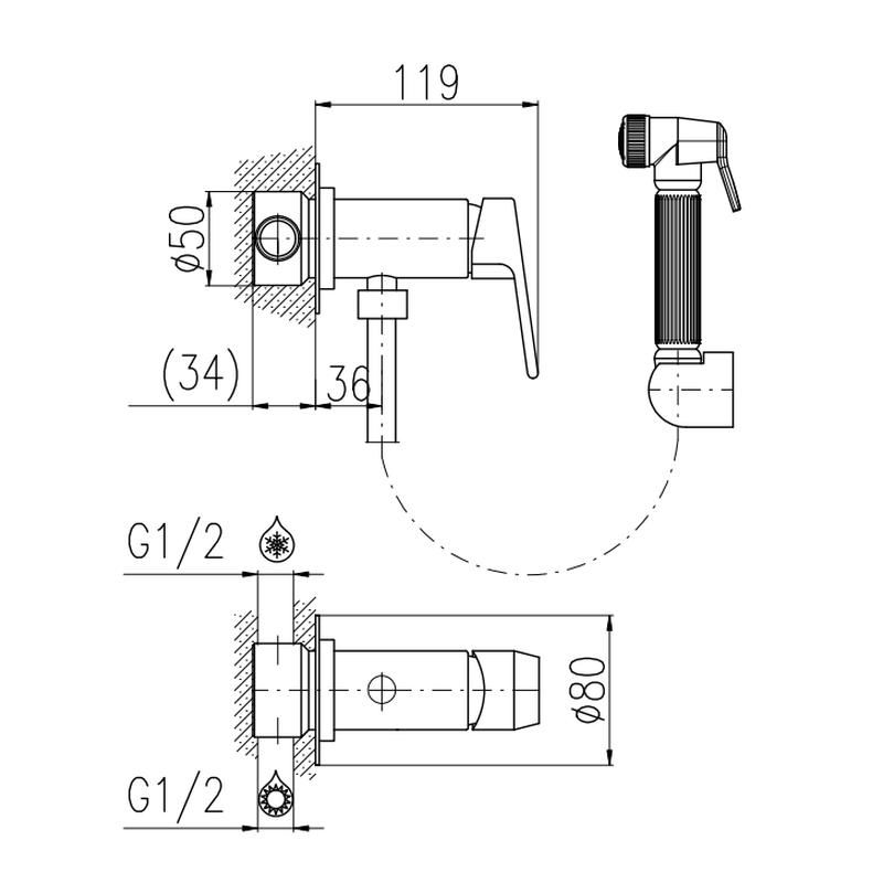 Гигиенический душ со смесителем Rav Slezak COLORADO CO147/1CMATC, черный/хром