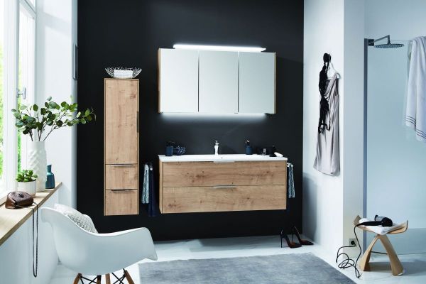 Комплект мебели Puris D.Light с раковиной из минерального литья, 1200 мм, цвет дуб натуральный