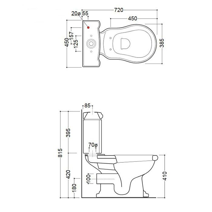 KERASAN Retro Унитаз моноблок слив в стену, цвет черный глянцевый