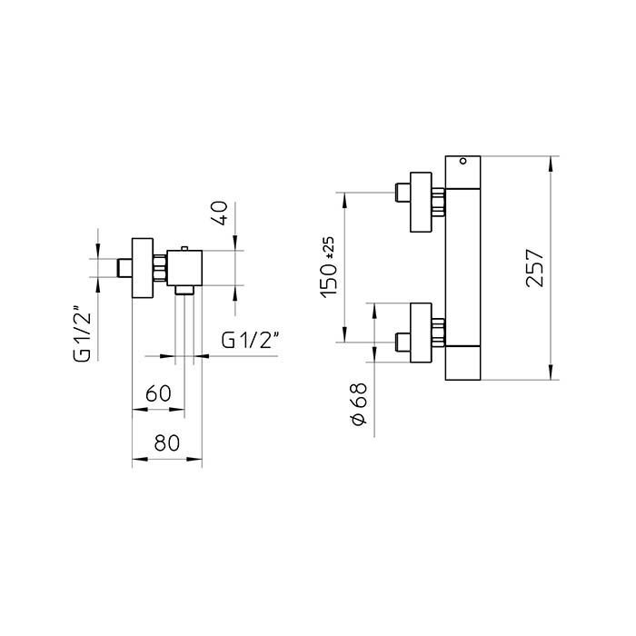 Bossini Cube Tермостат для душа, наружный, 1 выход  1/2', цвет: хром Bossini Cube Tермостат для душа, наружный, 1 выход  1/2', цвет: хром