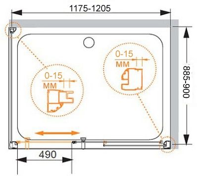 Душевой уголок Cezares GIUBILEO-AH-1-120/90-SCORREVOLE-CP-Br стекло прозрачное с матовым принтом профиль Бронза