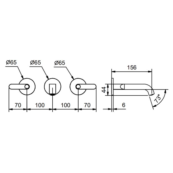 Fantini Icona Deco Смеситель для раковины, встраиваемый, на 3 отв, без донного клапана, излив 150мм (наружняя часть), цвет: хром
