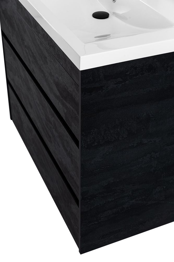 FAMILY-M База под раковину напольная с тремя выкатными ящиками, Hard Coal, 750x470x845, FAMILY-M-750-3C-PIA-HC, артикул FAMILY-M-750-3C-PIA-HC