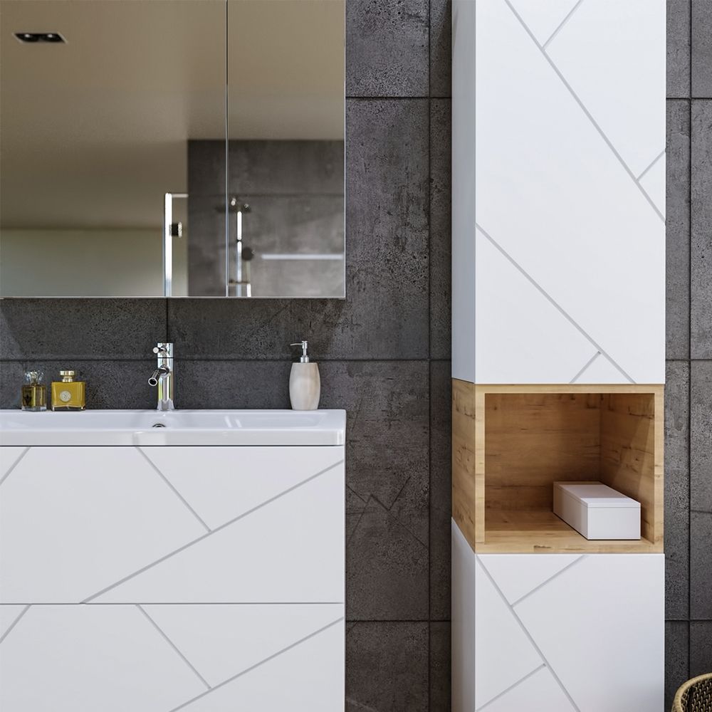 Тумба под раковину подвесная Бриклаер КРИСТАЛЛ белый, 80 см, артикул 4627125415968