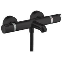 Смеситель для ванны и душа, Hansgrohe, Ecostat Comfort, тип регулирования воды-термостатический картридж, тип установки-настенный, отверстия для монтажа-2, вынос излива, мм-177, цвет-черный матовый Смеситель для ванны и душа, Hansgrohe, Ecostat Comfort, тип регулирования воды-термостатический картридж, тип установки-настенный, отверстия для монтажа-2, вынос излива, мм-177, цвет-черный матовый