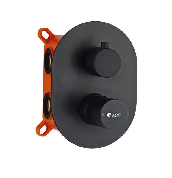 AQG Tube, встраиваемый в стену однорычажный смеситель для душа на 3 выхода, с дивертером, цвет черный матовый