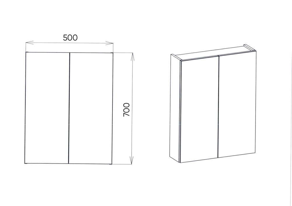 Зеркальный шкаф VIANT "Рим" 50 без света 160х500х700 (VRIM50-ZSH), артикул VRIM50-ZSH