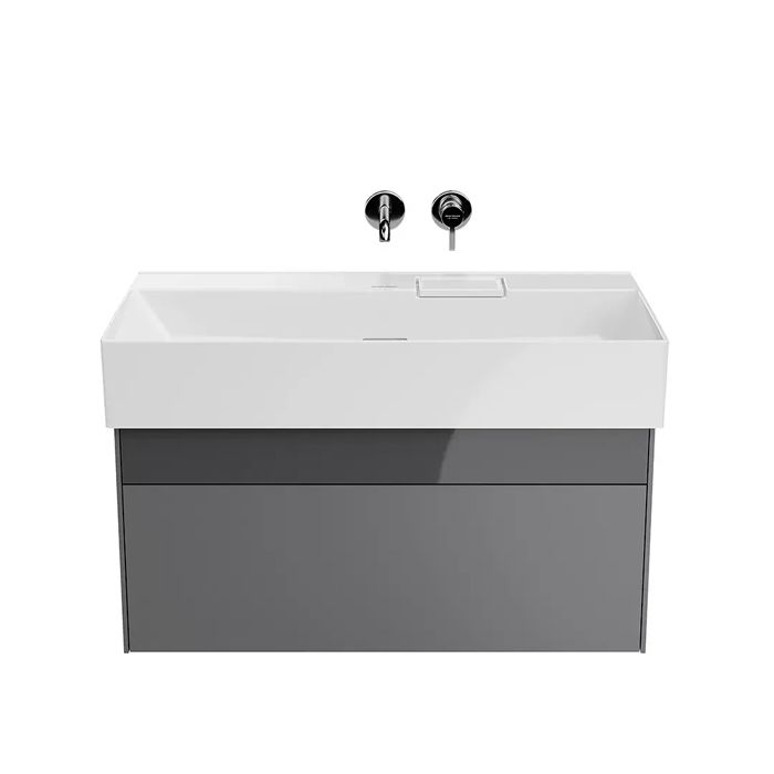 Тумба LOGICA подвесная 2 ящика 90 см, стальной серый