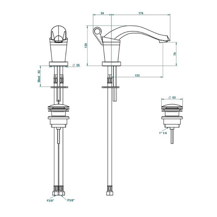 THG BAGATELLE METAL MANETTES Смеситель для раковины на 1 отверстие, с донным клапаном, цвет хром THG BAGATELLE METAL MANETTES Смеситель для раковины на 1 отверстие, с донным клапаном, цвет хром