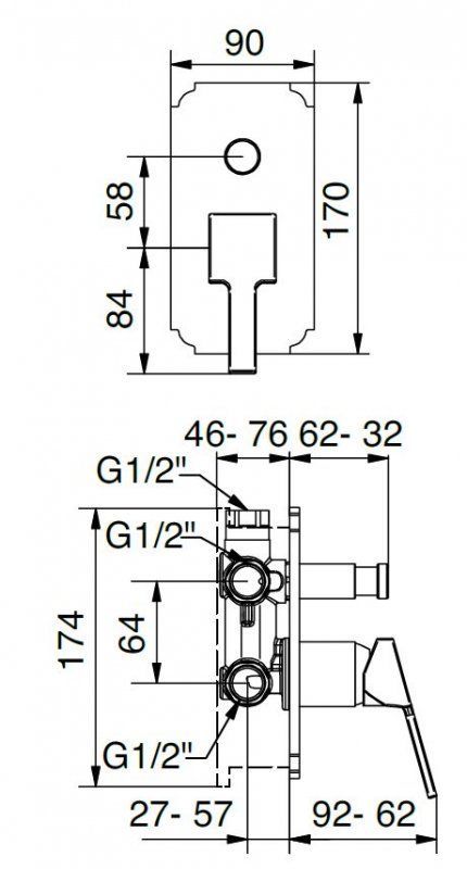Встраиваемый смеситель для душа CEZARES LEGEND-VDIM