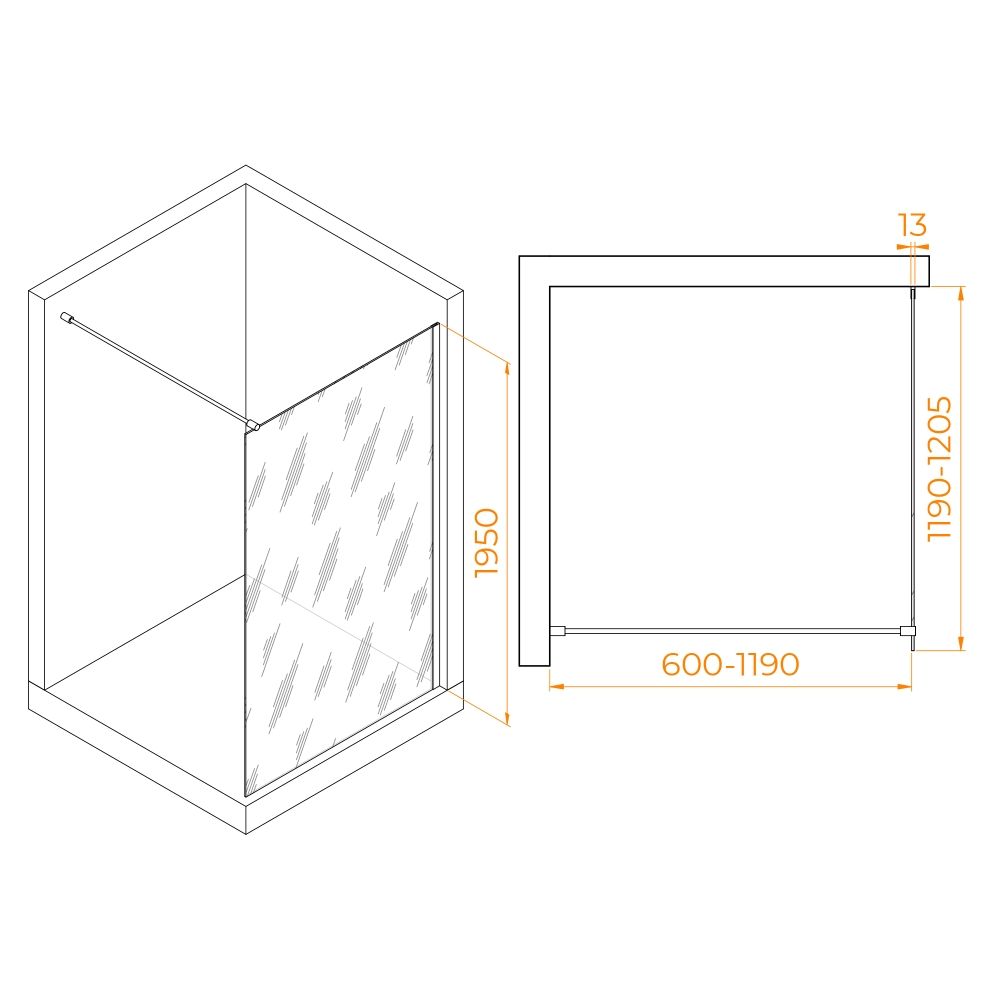 Душевая перегородка RGW WA-010G (Прозрачное, 1200)