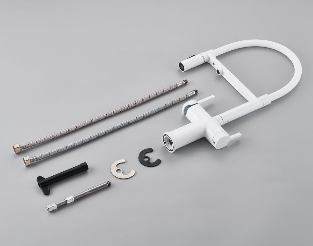 Смеситель для кухни с подключением фильтра для воды Rose R358C, белый