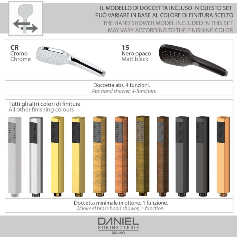 Daniel Reflex, однорычажный смеситель для ванны (излив 16,8 см), c набором для душа, цвет хром, артикул RX610-CR