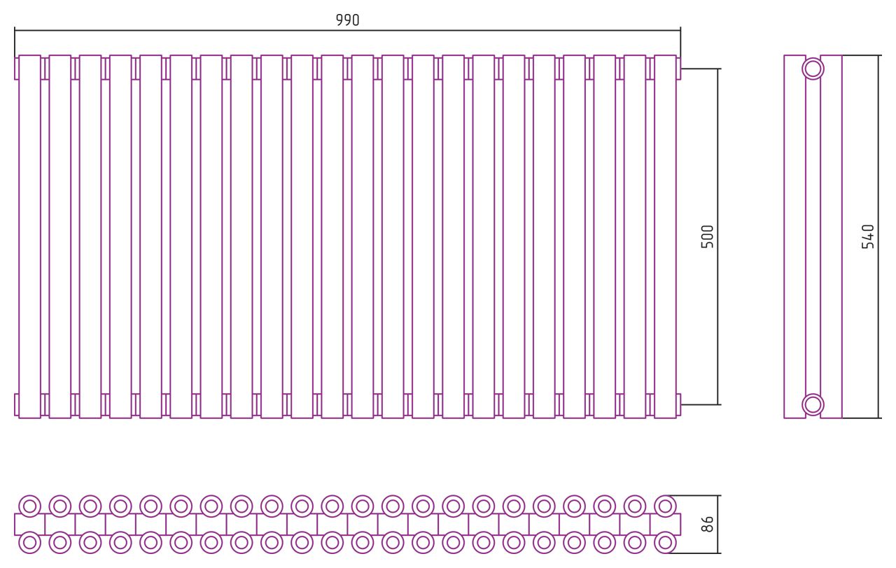 Отопительный радиатор ЭСТЕТ-00 н/ж 500х990 / 22 сек (Шампань) Отопительный радиатор ЭСТЕТ-00 н/ж 500х990 / 22 сек (Шампань)