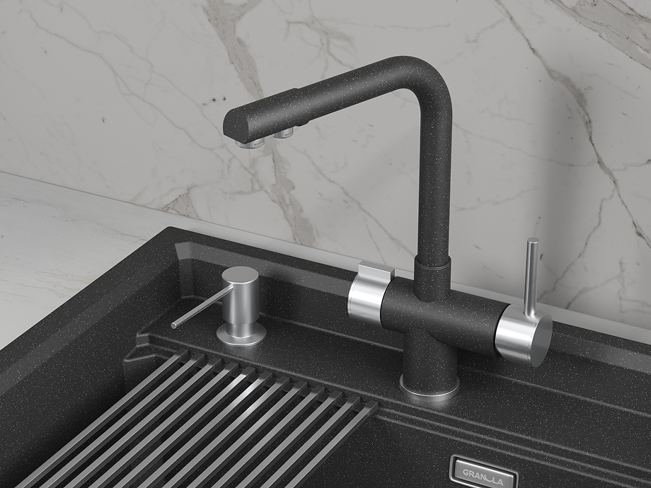 Смеситель для кухни GRANULA (5008, ЧЁРНЫЙ), артикул 5008, ЧЁРНЫЙ