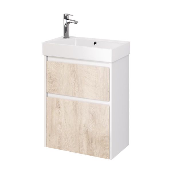Тумба под раковину подвесная Dreja Slim 55 см, белый/дуб кантри