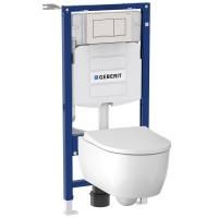 Комплект унитаза с инсталляцией Geberit iCon T54 Rimfree 500.300.01.I с сиденьем Микролифт и Белой клавишей смыва Комплект унитаза с инсталляцией Geberit iCon T54 Rimfree 500.300.01.I с сиденьем Микролифт и Белой клавишей смыва