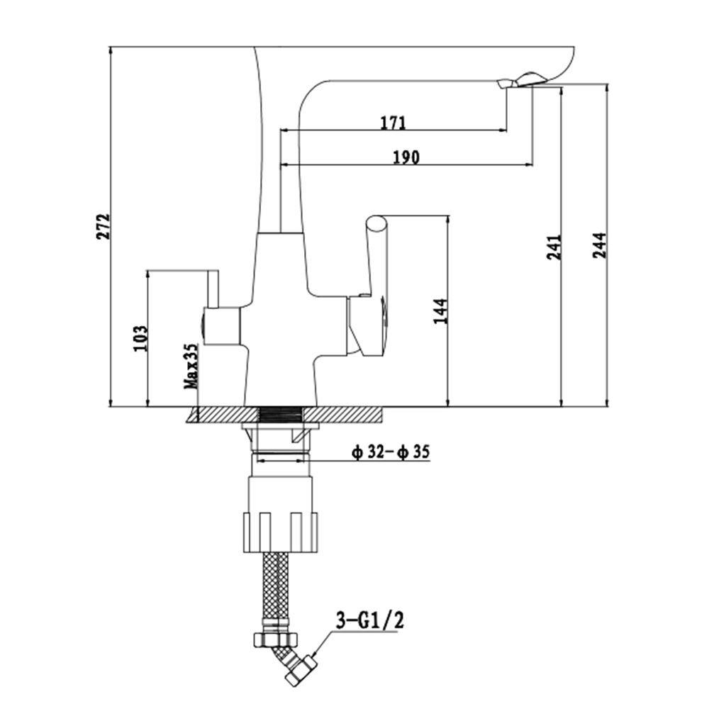 Смеситель для кухни с подключением фильтра GranFest 3223, иней