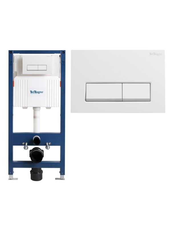 Инсталляция BELBAGNO для подвесного унитаза в комплекте с кнопкой смыва BB-101-M-BR, артикул BB-101-M-BR