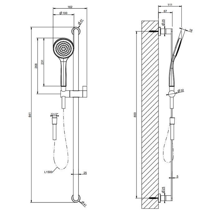 Gessi Emporio Emporio shower Штанга в комплекте с душевой лейкой легкой очистки, шланг 1,50 м, цвет: Black XL