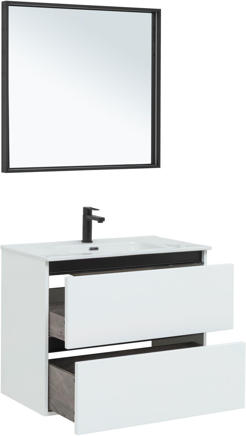 Комплект мебели для ванной De Aqua Ариетта NEW 80 белый матовый