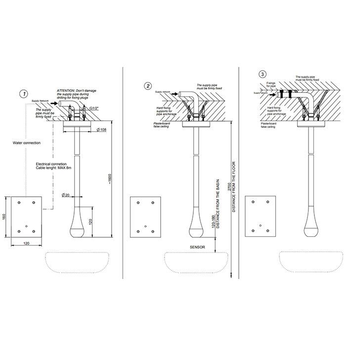 GESSI GOCCIA Смеситель для раковины потолочный,электронный, с кран-фильтром для регулировки температуры и напора воды, внешняя часть, цвет Black XL