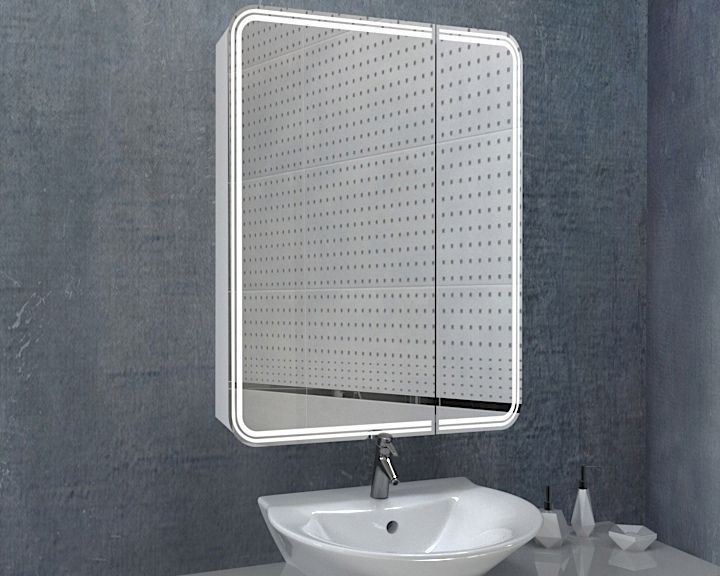Зеркало-шкаф с подсветкой ART&MAX, левый ART&MAX VERONA  AM-Ver-800-800-2D-L-DS-F, артикул AM-Ver-800-800-2D-L-DS-F