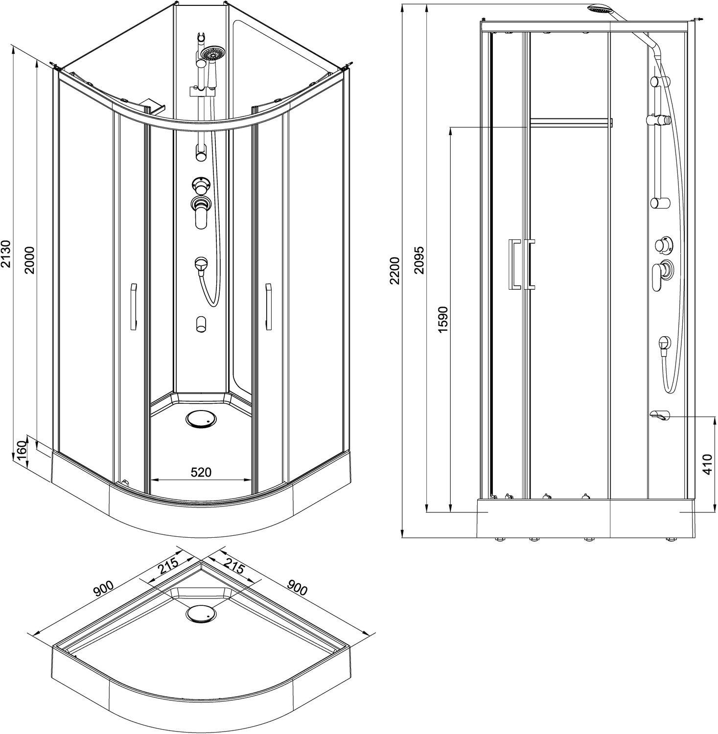 Душевая кабина Aquanet Passion R 2.0 90x90, прозрачное стекло Душевая кабина Aquanet Passion R 2.0 90x90, прозрачное стекло