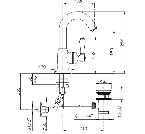 Nicolazzi P.m. Blanc A Смеситель для раковины однорычажный, с донным клапаном, ручки состаренная керамика, цвет: хром