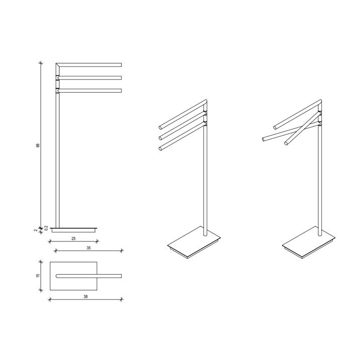 Decor Walther Straight 3 Полотенцедержатель 38xh89см, напольный, цвет: никель сатинированный ЗАКАЗ ПО ЗАПРОСУ Decor Walther Straight 3 Полотенцедержатель 38xh89см, напольный, цвет: никель сатинированный ЗАКАЗ ПО ЗАПРОСУ