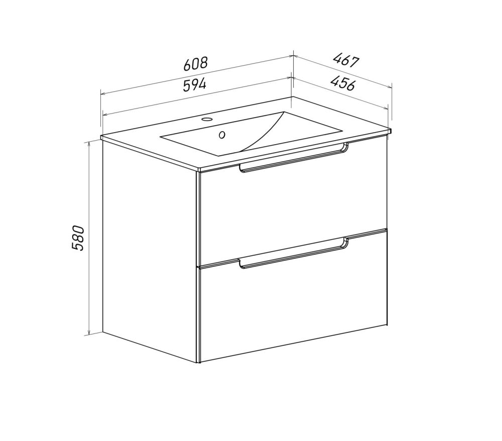 Тумба Runo Lina 60 белая под умывальник 00-00002554 (Teffy 60) (00-00004603), артикул 00-00004603