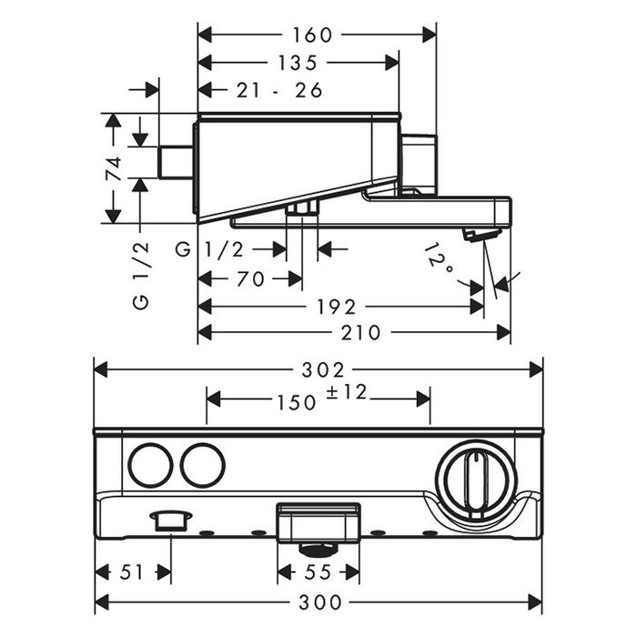 Смеситель для ванны и душа, Hansgrohe, Ecostat Select, тип регулирования воды-термостатический картридж, тип установки-настенный, комплектация-<>, цвет-белый/хром Смеситель для ванны и душа, Hansgrohe, Ecostat Select, тип регулирования воды-термостатический картридж, тип установки-настенный, комплектация-<>, цвет-белый/хром