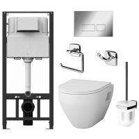 Комплект унитаза с инсталляцией AM.PM Spirit 2.0 CK70GE с сиденьем Микролифт с клавишей смыва Хром и аксессуарами для ванной комнаты Комплект унитаза с инсталляцией AM.PM Spirit 2.0 CK70GE с сиденьем Микролифт с клавишей смыва Хром и аксессуарами для ванной комнаты