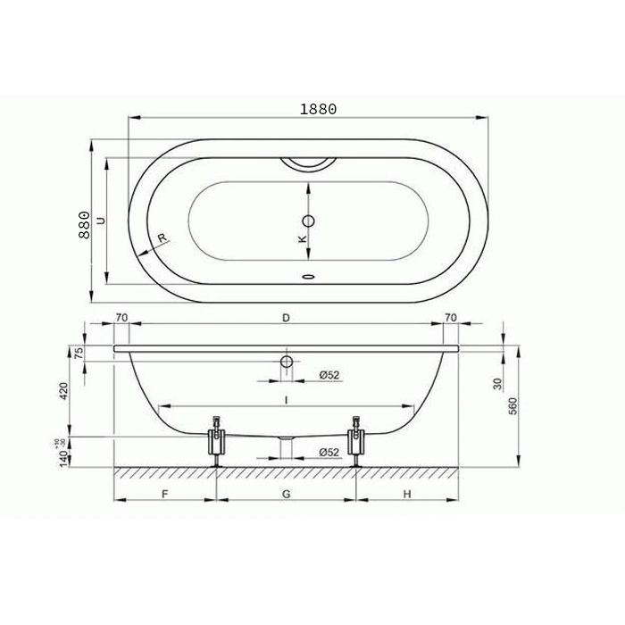 Опора для ванны, Bette, универсальная, комплект-2 штуки, артикул B23-1500