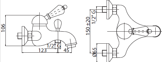 Смеситель для ванны и душа CEZARES ELITE-VM