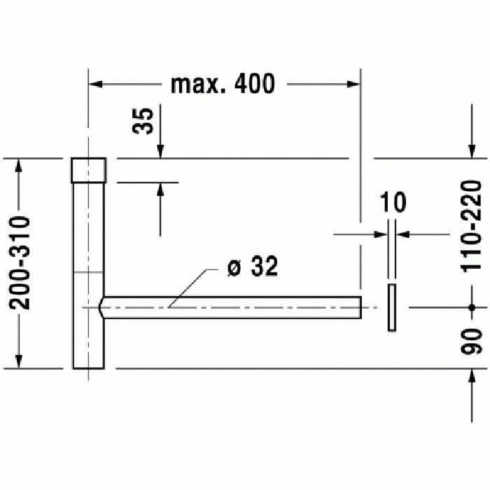 Duravit Сифон декоративный 1/4" удлиненный для донного клапана, цвет чёрный матовый