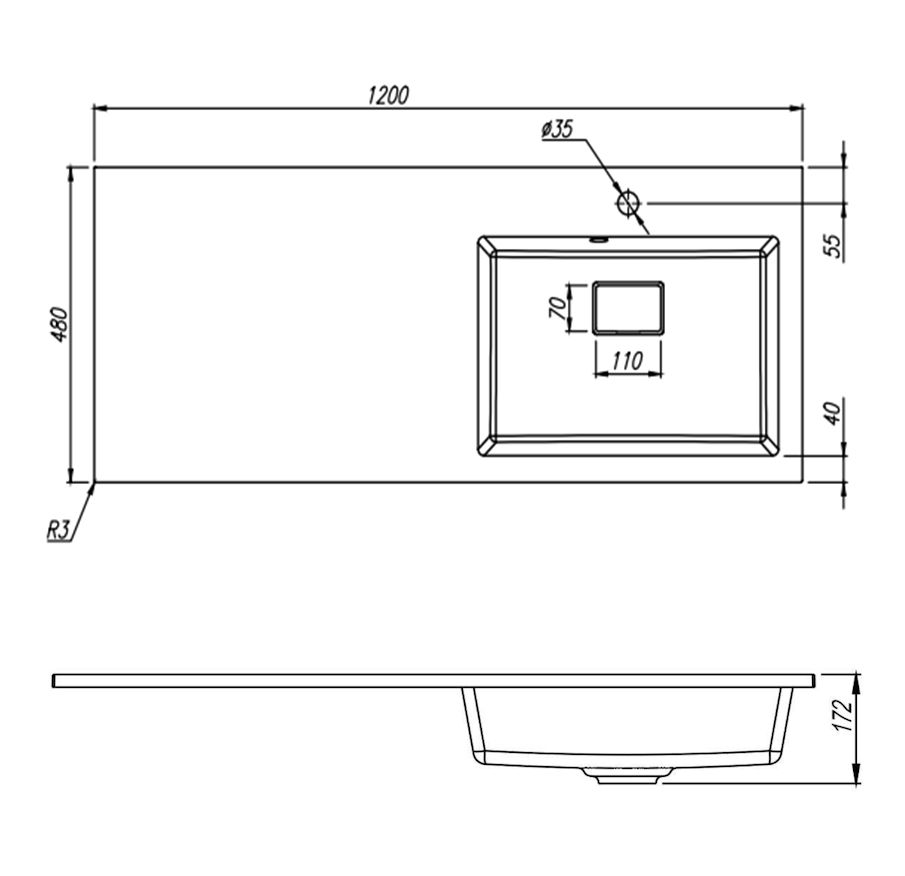 Раковина Florentina Аванти 120 см 10.310.0R120.307, серый шёлк, артикул 10.310.0R120.307