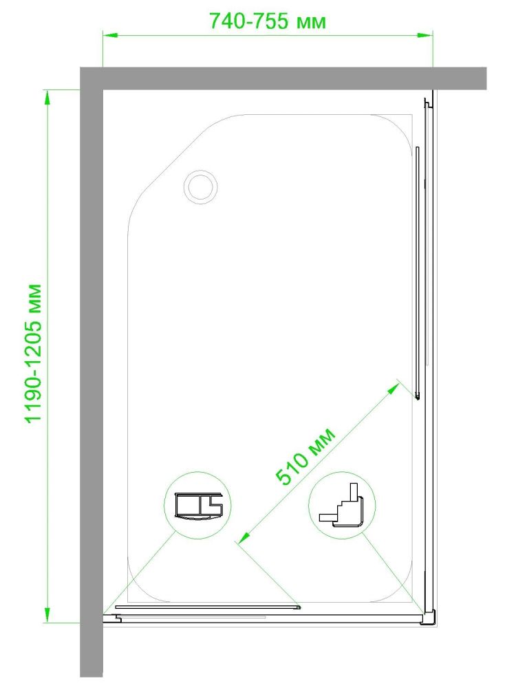 Душевой уголок Royal Bath RB HPD-C-ST 120х75х200 (матовое), артикул RB7512HPD-C-ST