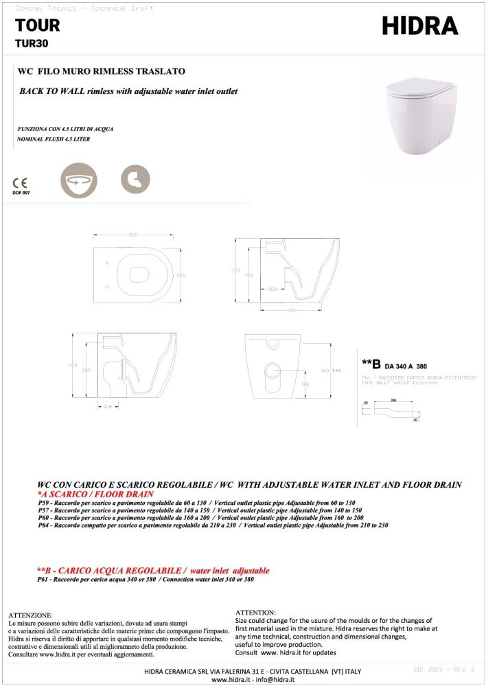 Hidra Tour, напольный безободковый унитаз c крепежом, 52x35,5 см, цвет черный матовый, артикул TUR30/026