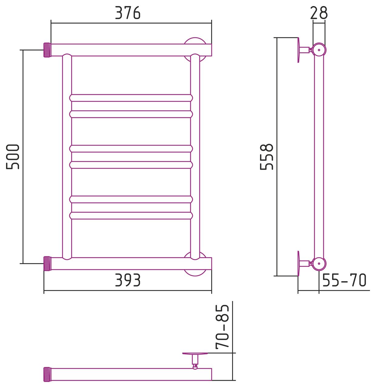 Полотенцесушитель СТИЛЬЕ "Минор 0601" 500х400 (2+2+2) П (Без покрытия) Полотенцесушитель СТИЛЬЕ "Минор 0601" 500х400 (2+2+2) П (Без покрытия)