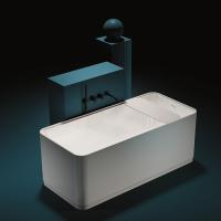 GRUPPO TREESSE Cross Ванна отдельностоящая 1600х730х600 мм., с сливом-переливом и сифоном, SOLID SURFACE, цвет белый глянцевый