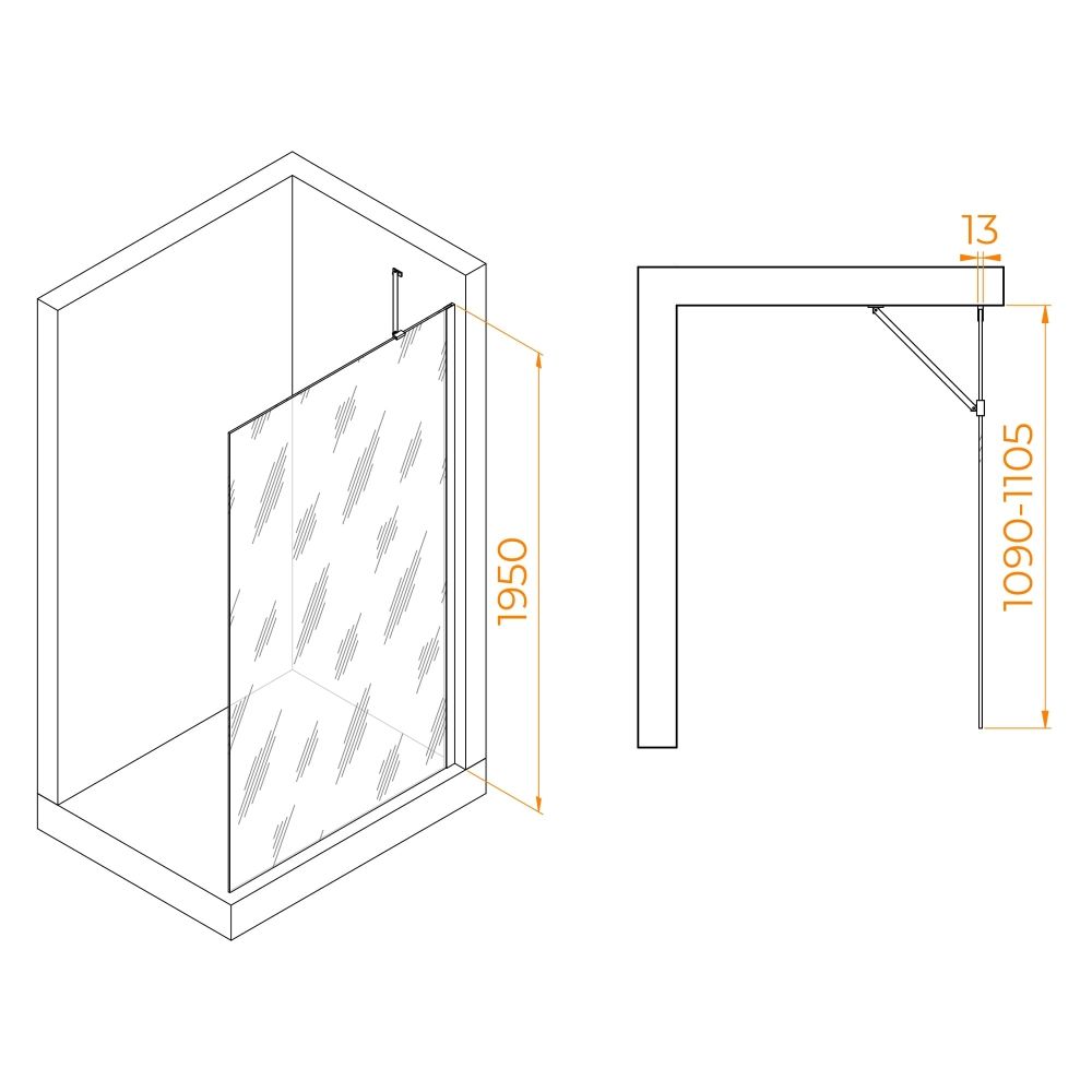 Душевая перегородка RGW WA-110 (Прозрачное, 1100)